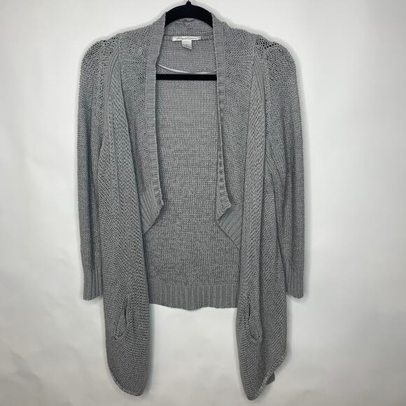 Kenneth Cole Gray Open Front Waterfall Cardigan Sz Medium - Picture 5 of 8